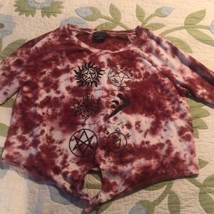 Supernatural pink and white tie dye shirt